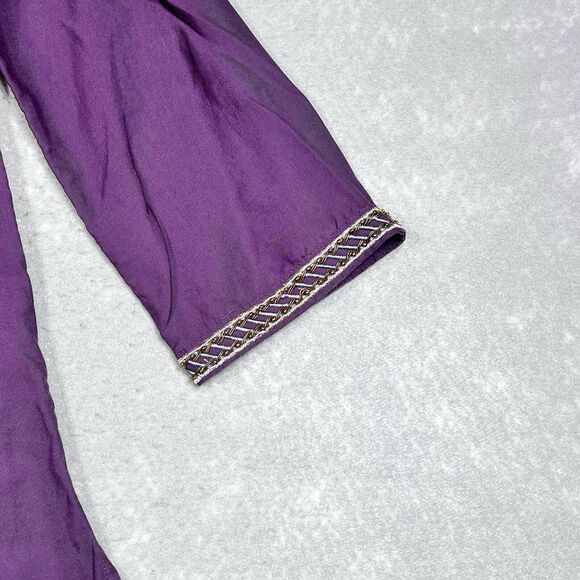 Soft Surroundings Top S Purple Tunic Embroidered Floral Metallic Beaded Boho - Picture 5 of 13